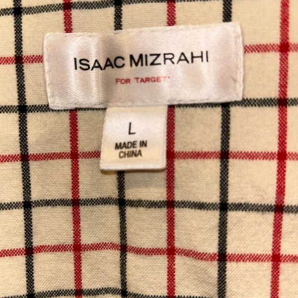 isaac mizrahi RUNWAY red corduroy window pane plaid button down vest HOLIDAY L - Picture 2 of 4